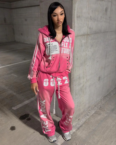 Broken Star “Young & Turnt” Track Pants – Coral Pink